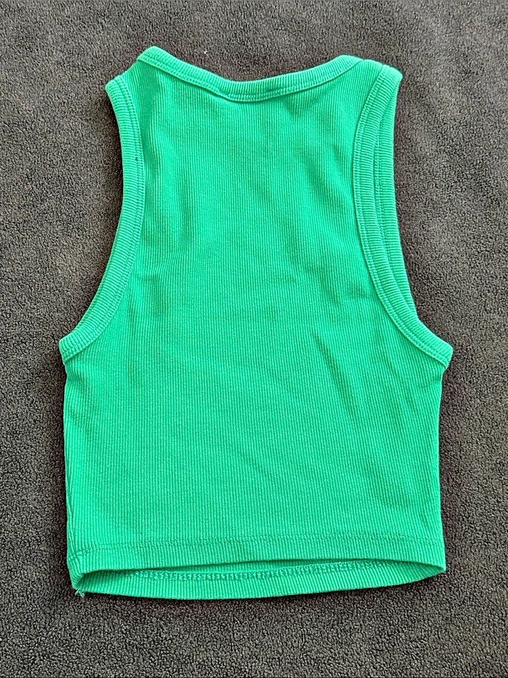 Zara Ribbed Cropped Tank Top Green Small - Picture 4 of 4
